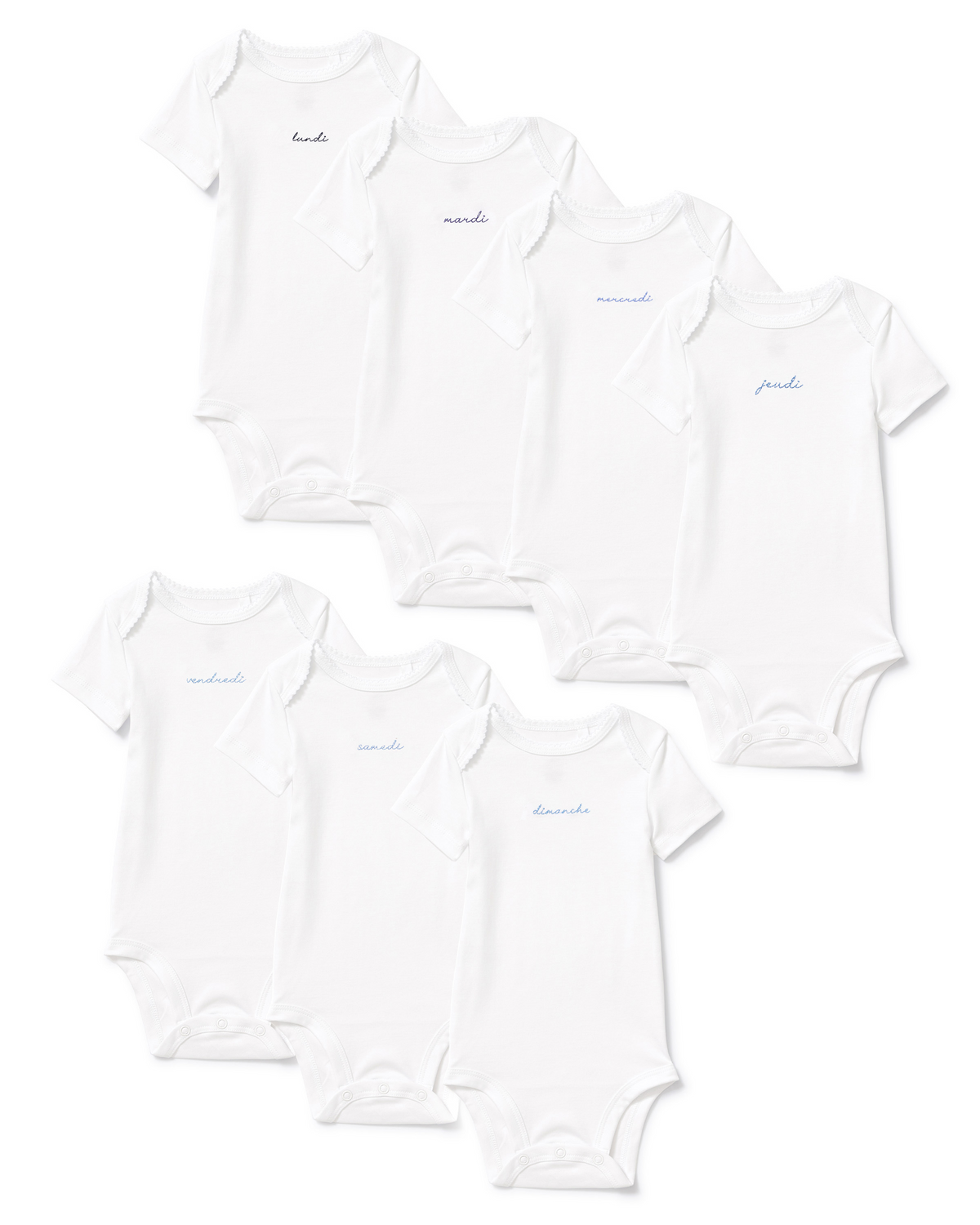 Baby's Pima Short Sleeve Onesie Set in French Lessons Blue
