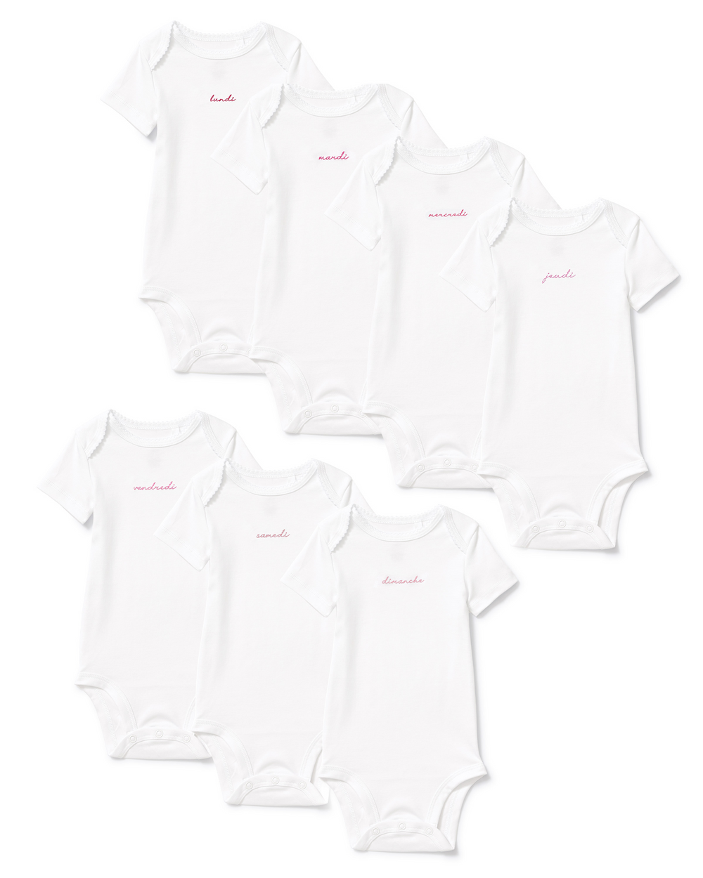 Baby's Pima Short Sleeve Onesie Set in French Lessons Pink