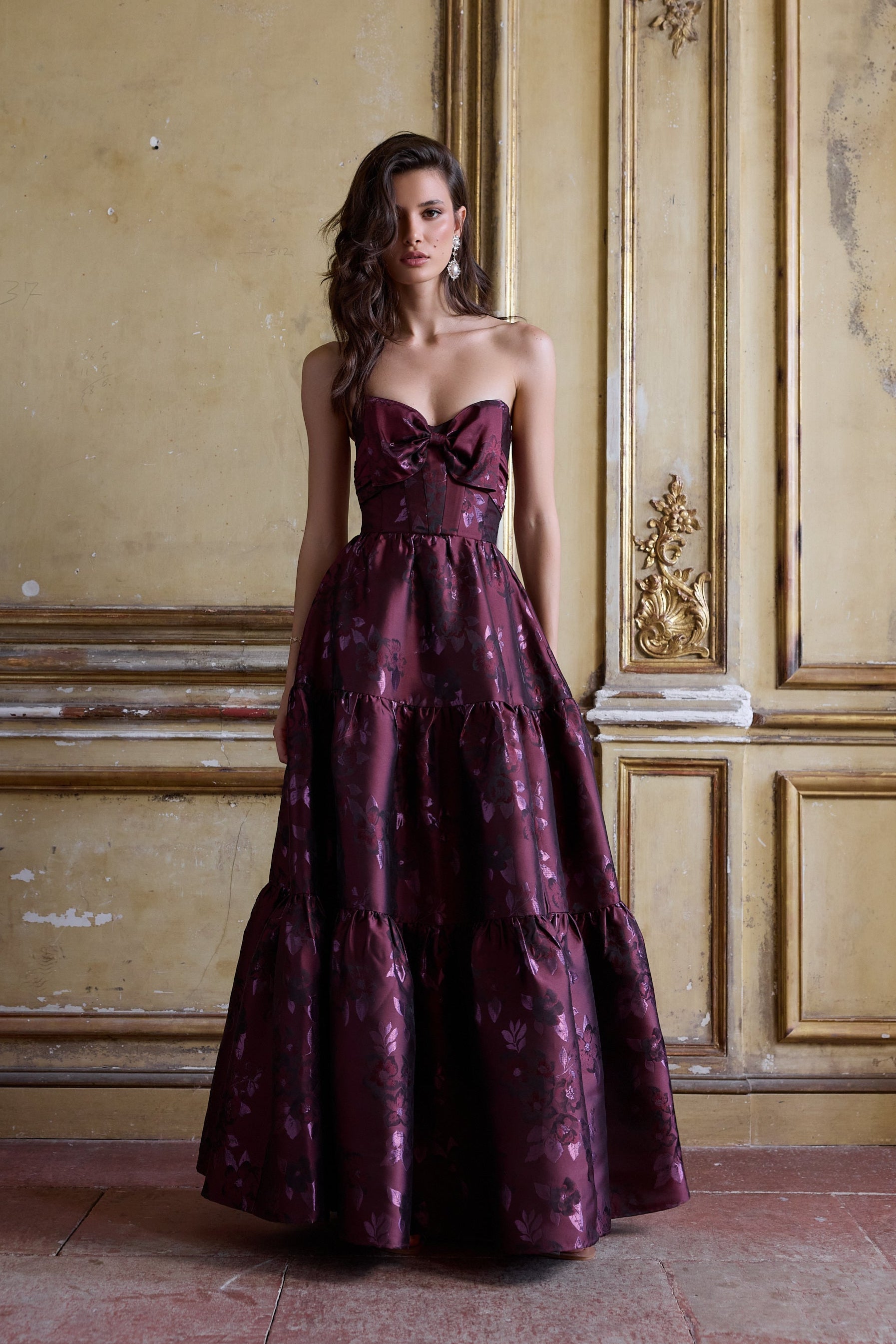 The Isabel Dress in Plum Baroque Floral