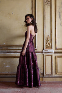The Isabel Dress in Plum Baroque Floral