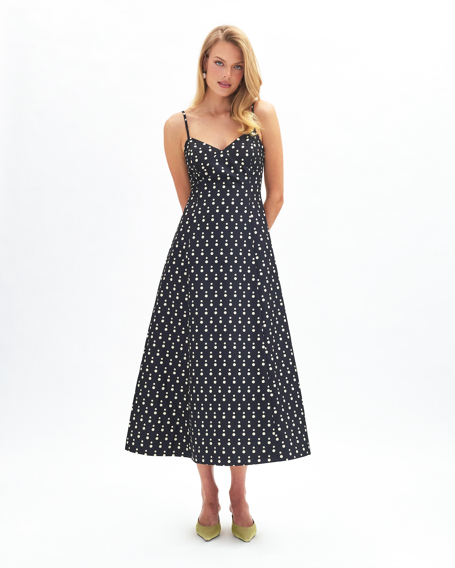 Isabelle Dot Dress in Noir/Ivory