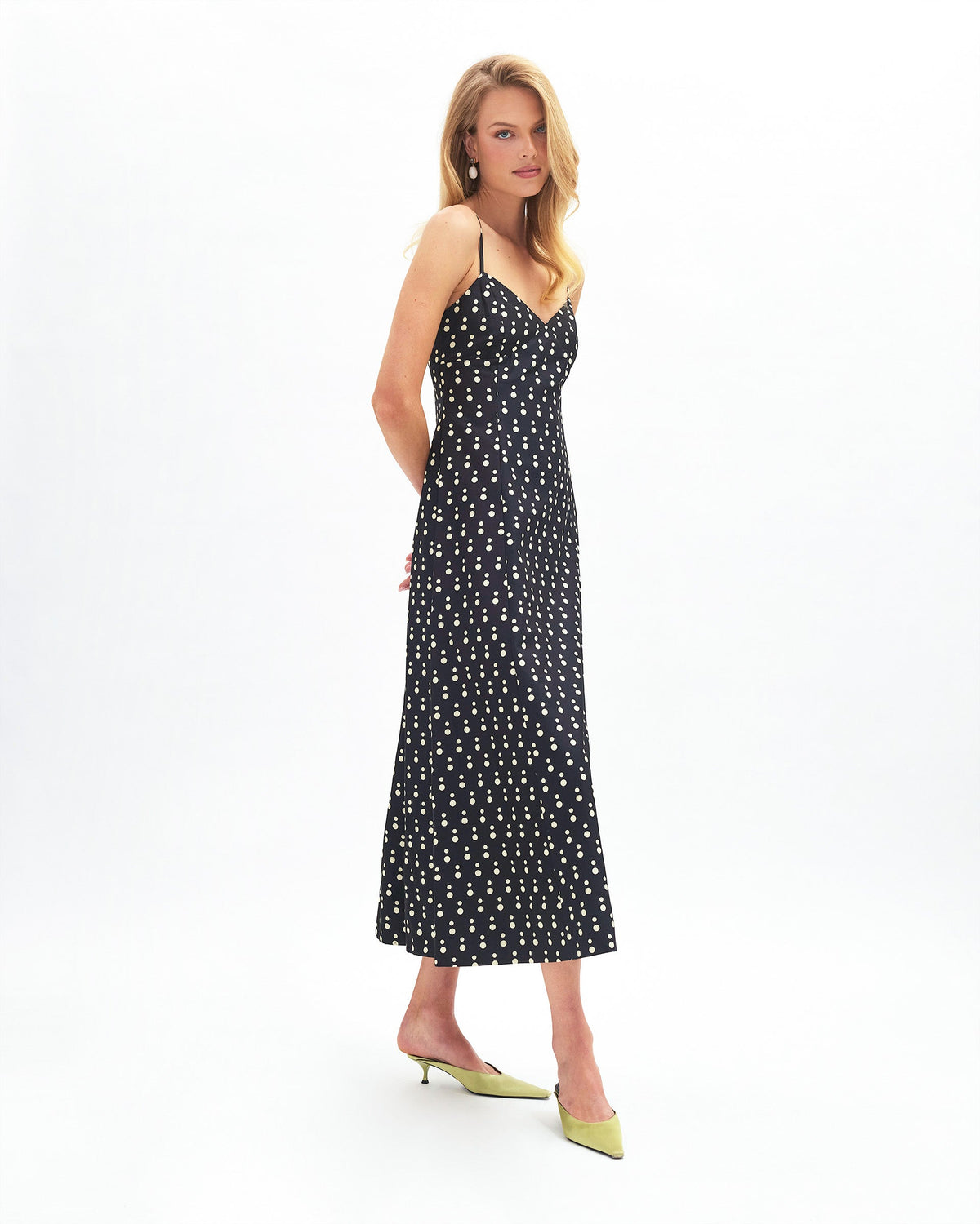 Isabelle Dot Dress in Noir/Ivory