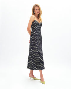 Isabelle Dot Dress in Noir/Ivory
