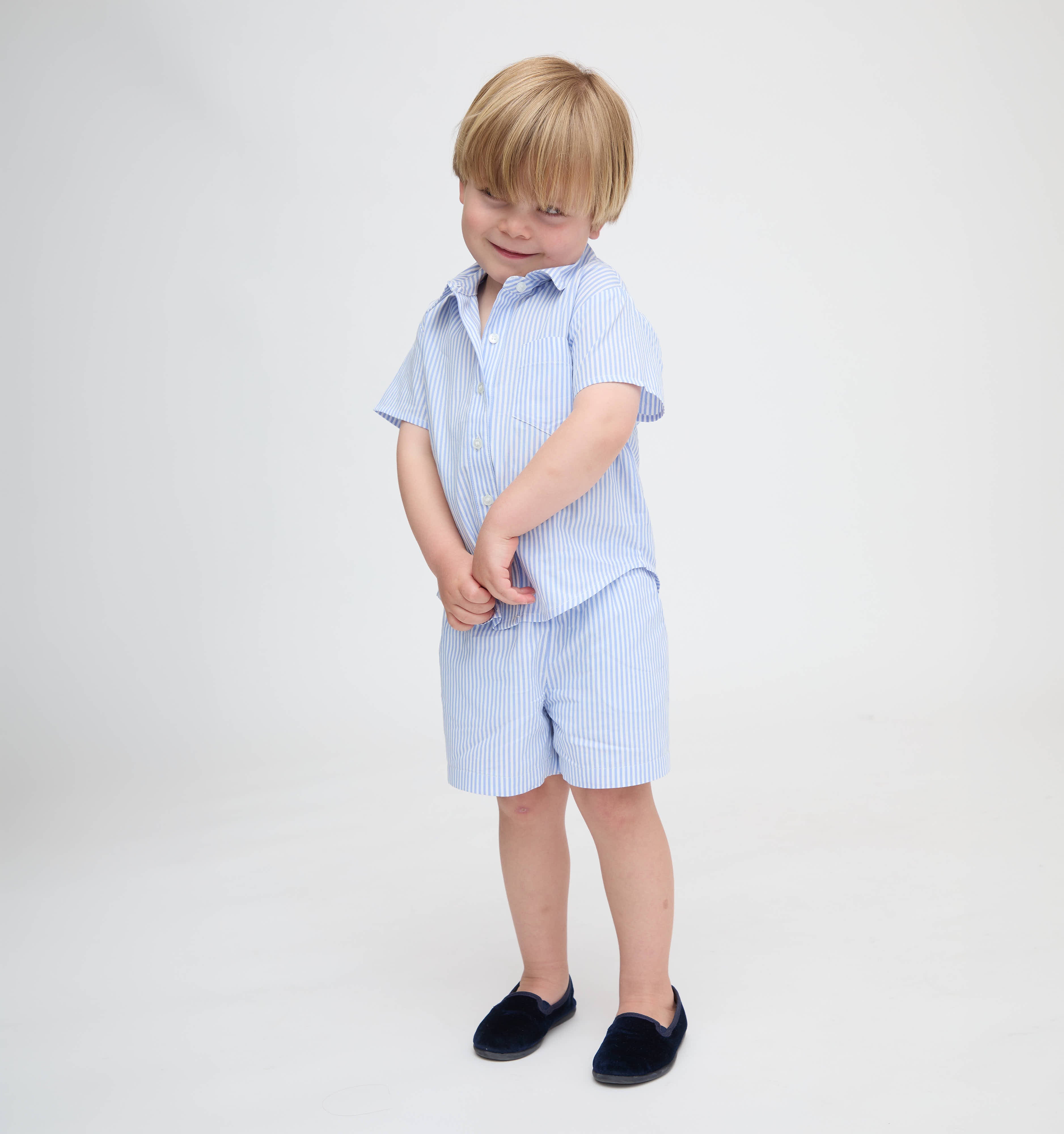 The Tiny Beau Shirt in Blue/White Stripe
