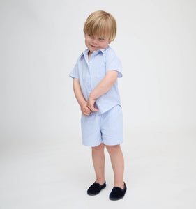 The Tiny Beau Shirt in Blue/White Stripe