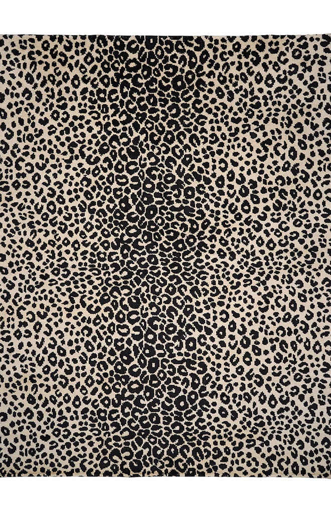 Iconic Leopard Hand-Knotted Rug in Graphite