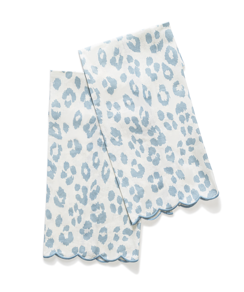 Matouk Schumacher Iconic Leopard Guest Towels, Set of 2 - Sky