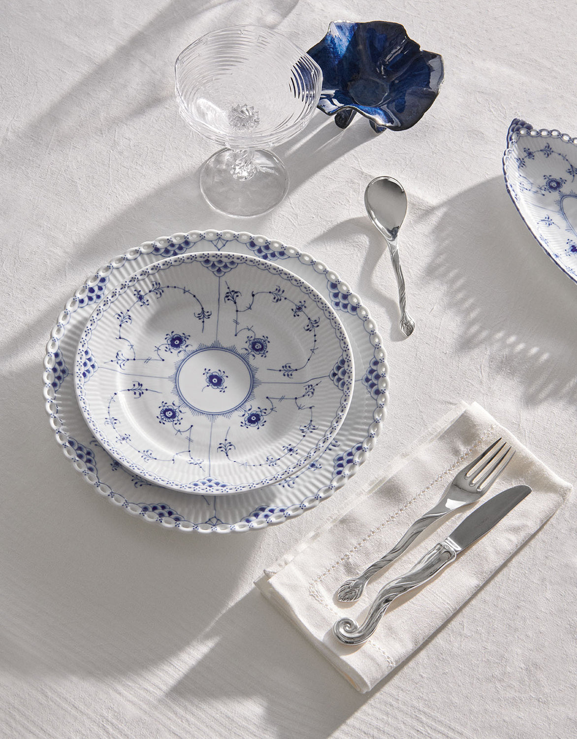Blue Fluted Half Lace Salad Plate 8.75"