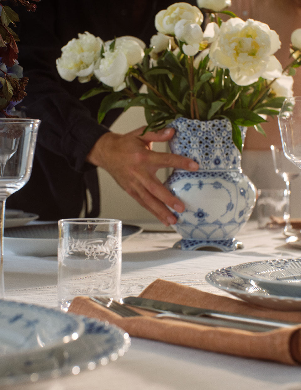 Blue Fluted Full Lace 9" Vase