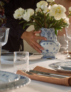 Blue Fluted Full Lace 9" Vase