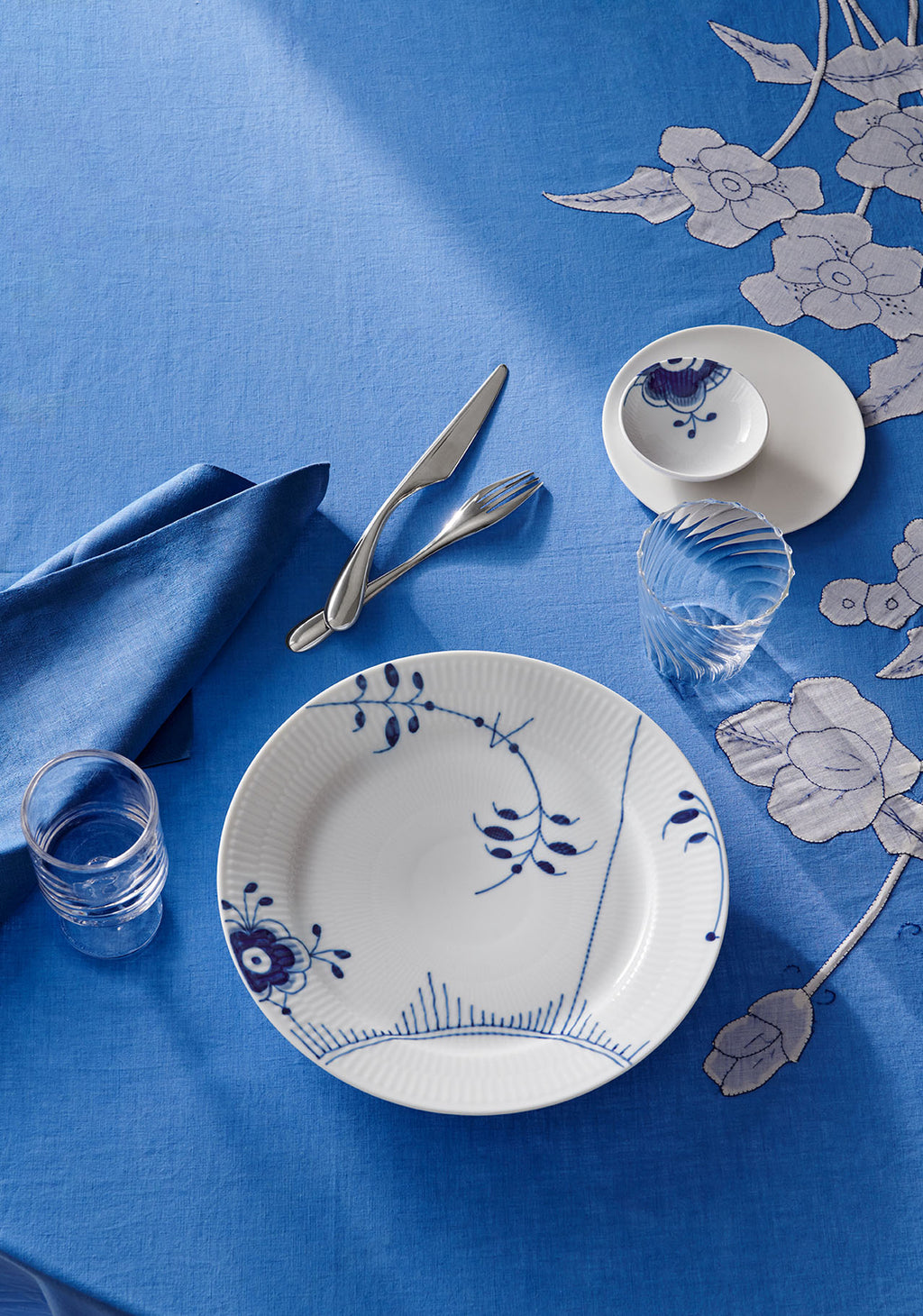 Blue Fluted Mega Dinner Plate #2 10.75"