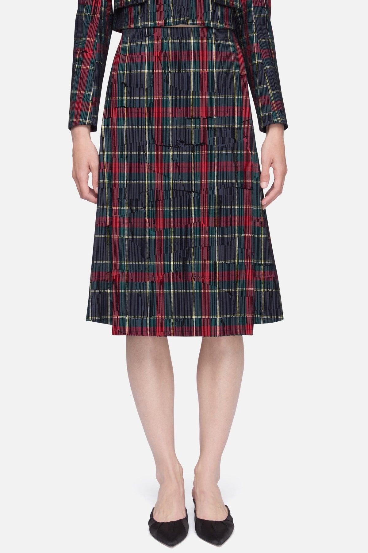 Ifsa Skirt in Red & Green Flocked Check
