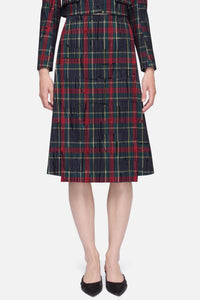 Ifsa Skirt in Red & Green Flocked Check
