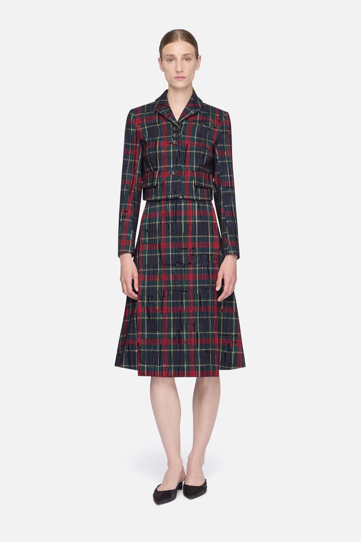 Ifsa Skirt in Red & Green Flocked Check