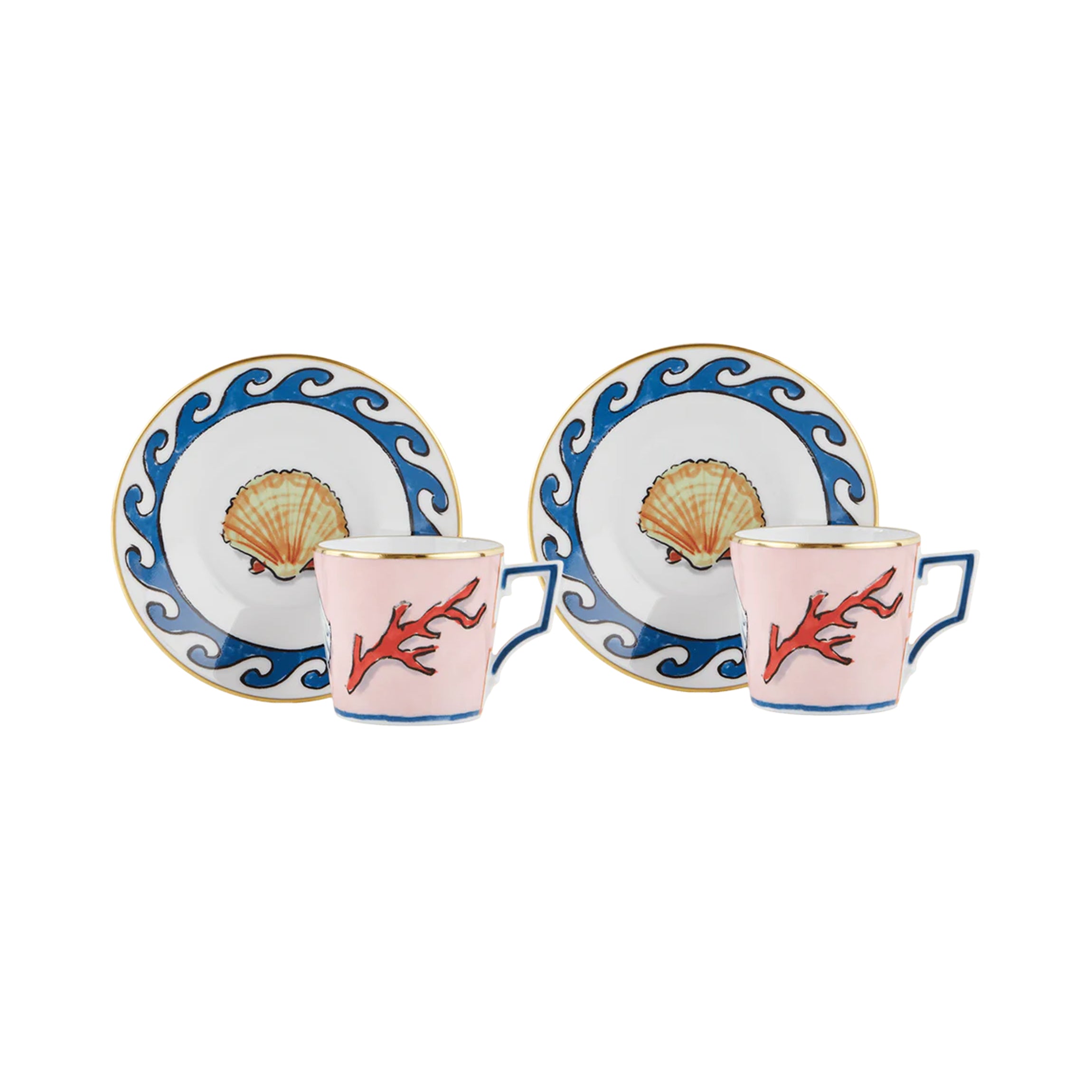 Il Viaggio Di Nettuno Coffee Cups and Saucers, Set of 2