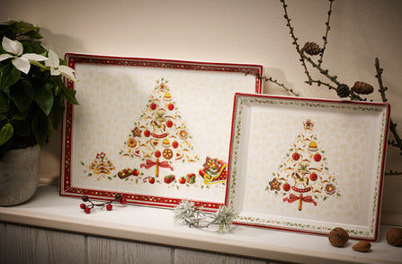 Winter Bakery Delight Small Rectangular Cake Platter in Multi