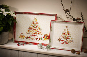 Winter Bakery Delight Small Rectangular Cake Platter in Multi