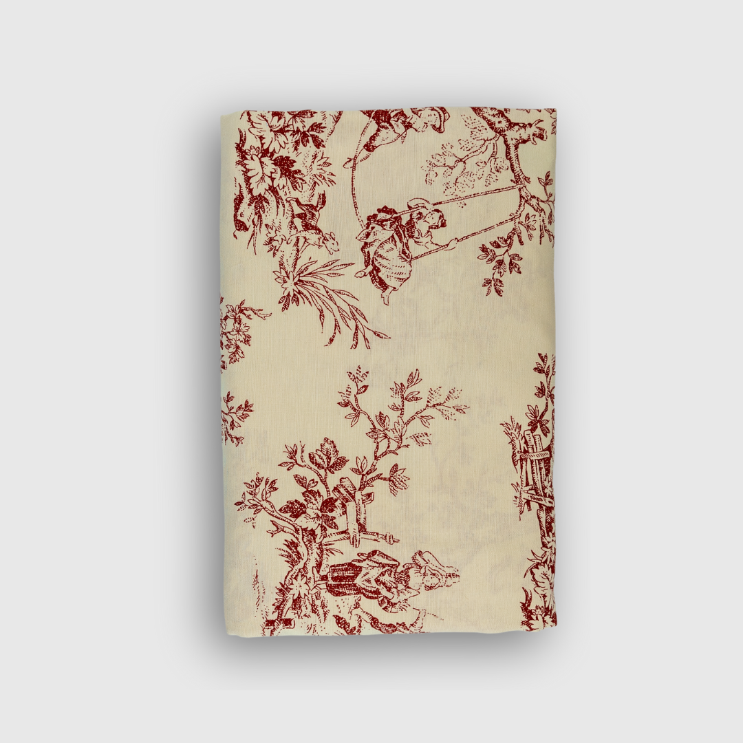 Burgundy Toile Tablecloth - 150x300cm