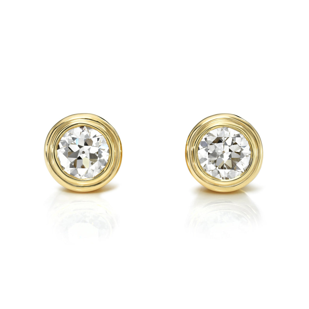 Double Bezel Old Euro Diamond Earrings