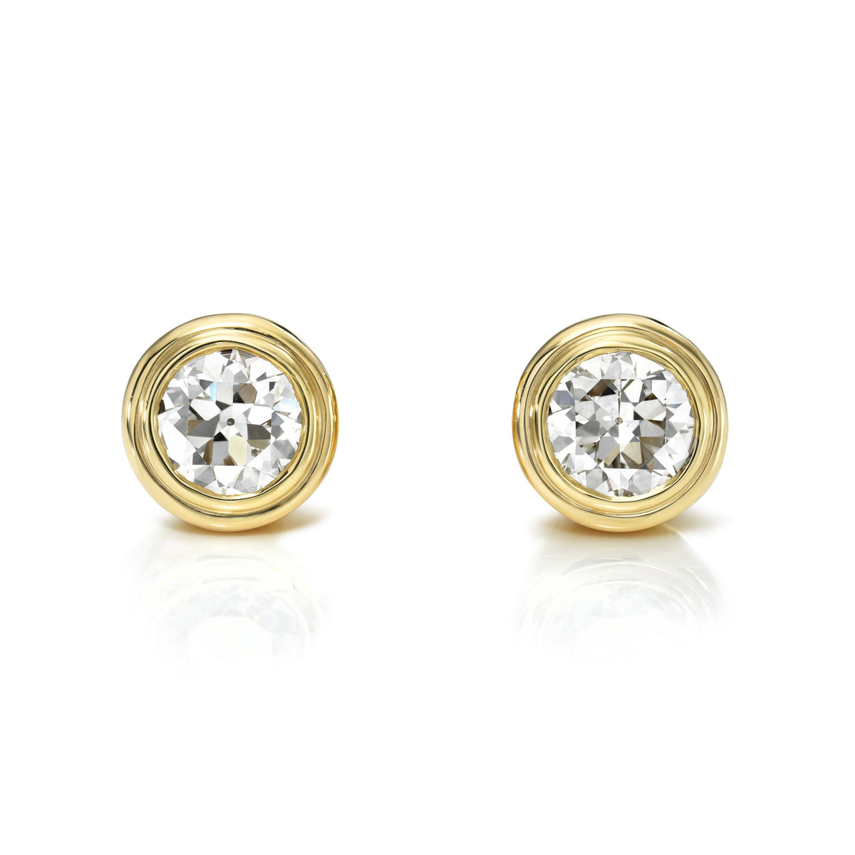 Double Bezel Old Euro Diamond Earrings