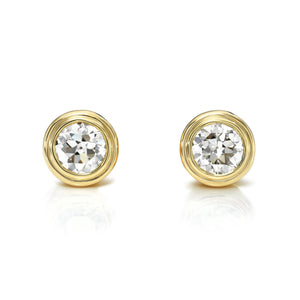 Double Bezel Old Euro Diamond Earrings