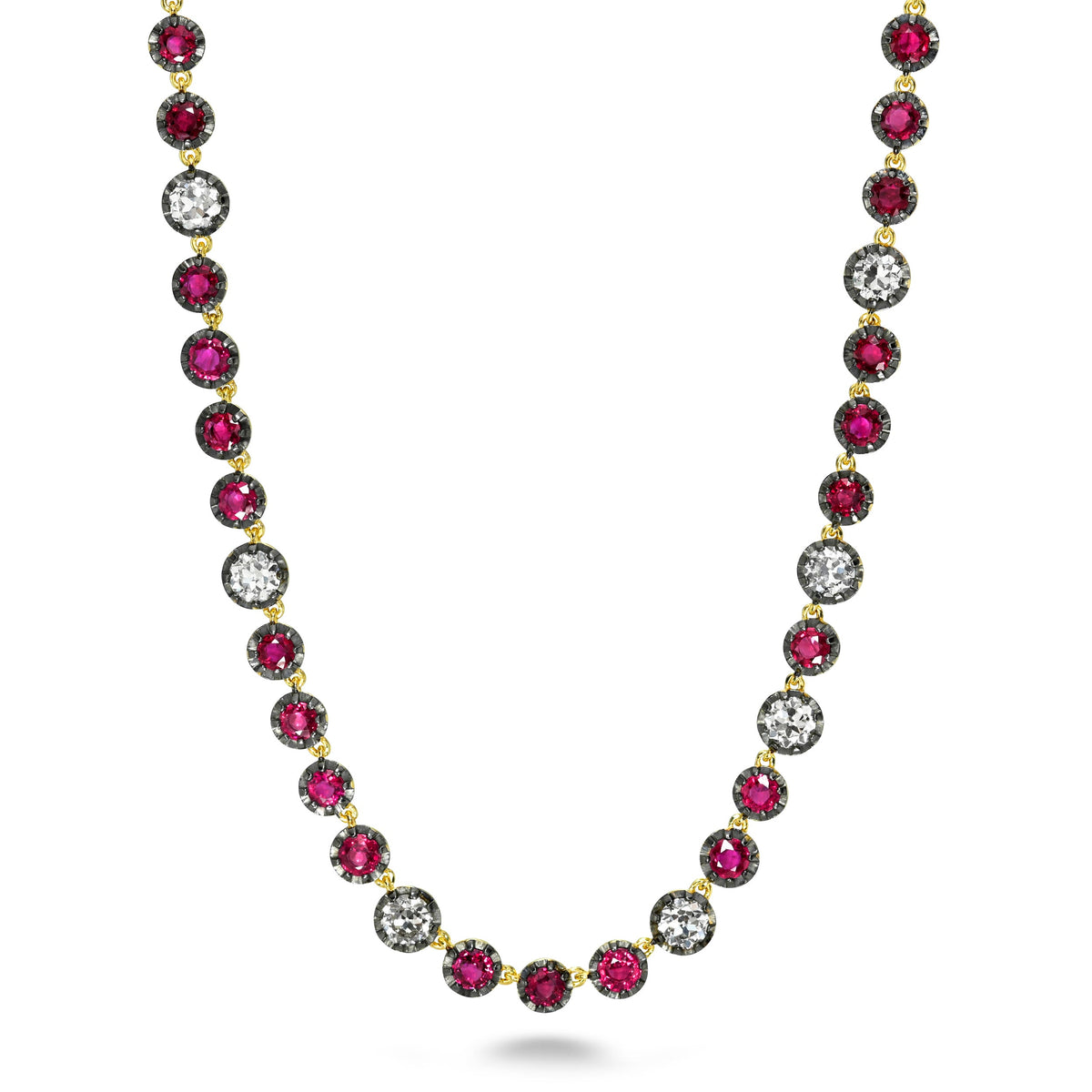 Old Euro and Ruby Riviere Necklace