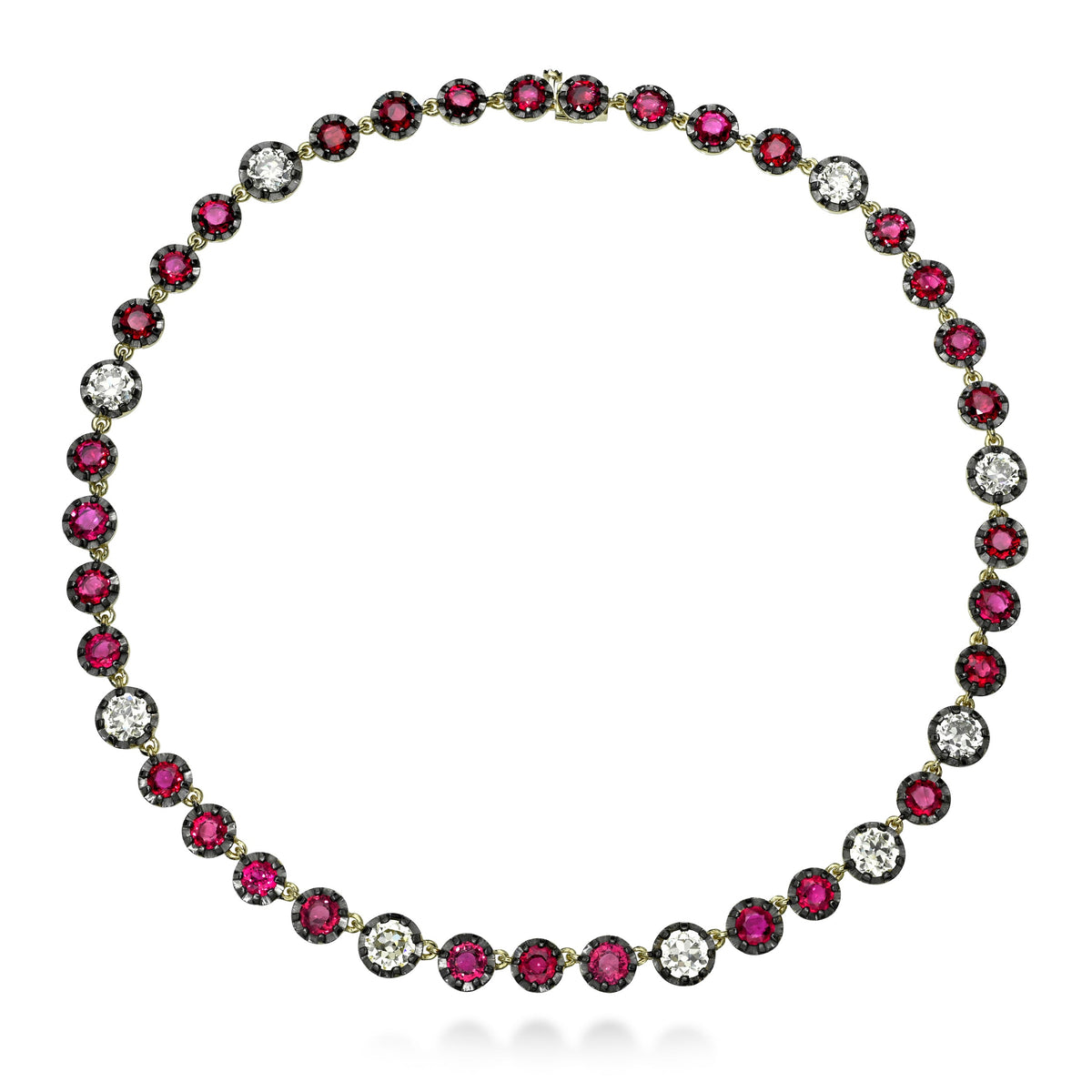 Old Euro and Ruby Riviere Necklace