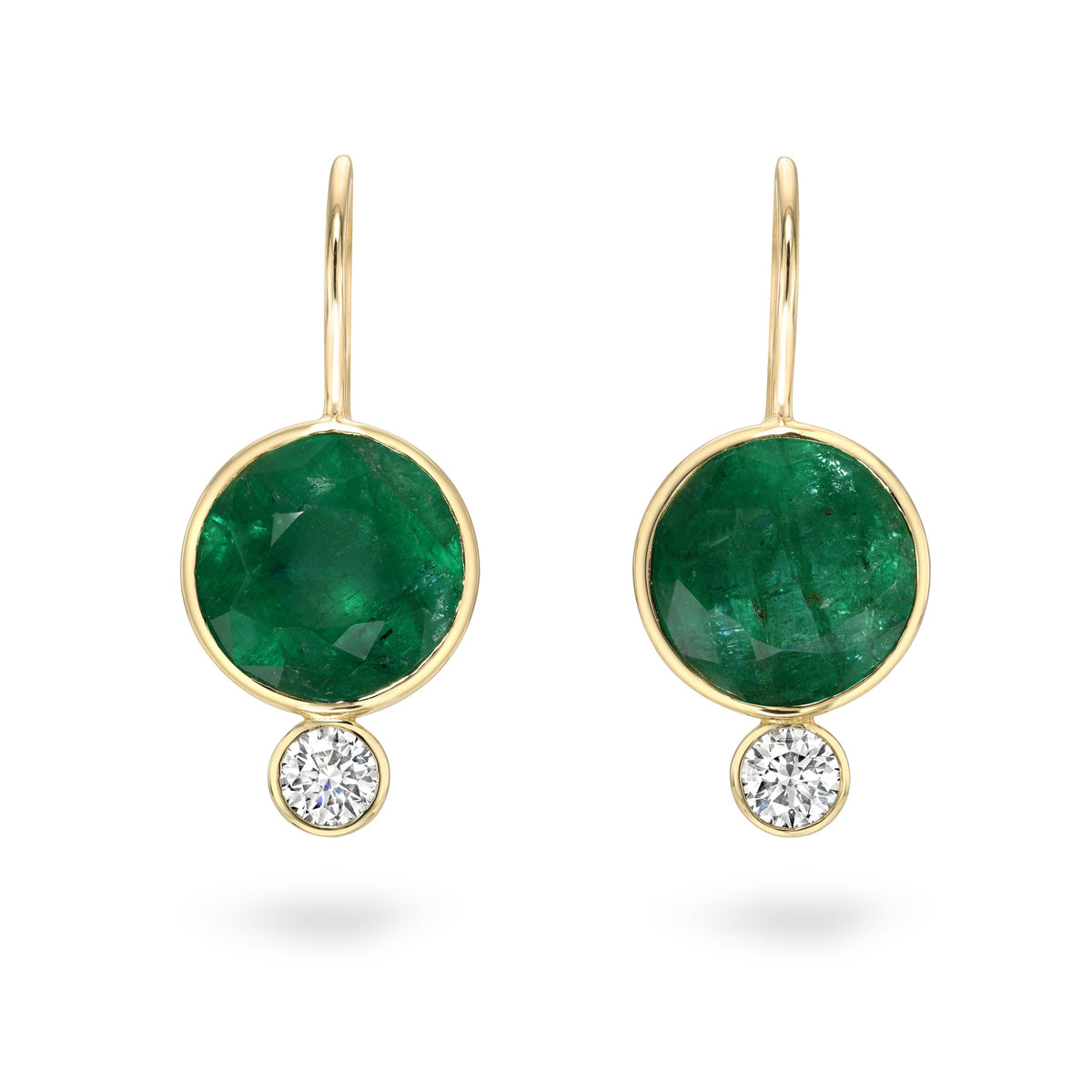 Green Emerald And Diamond Drop Earring