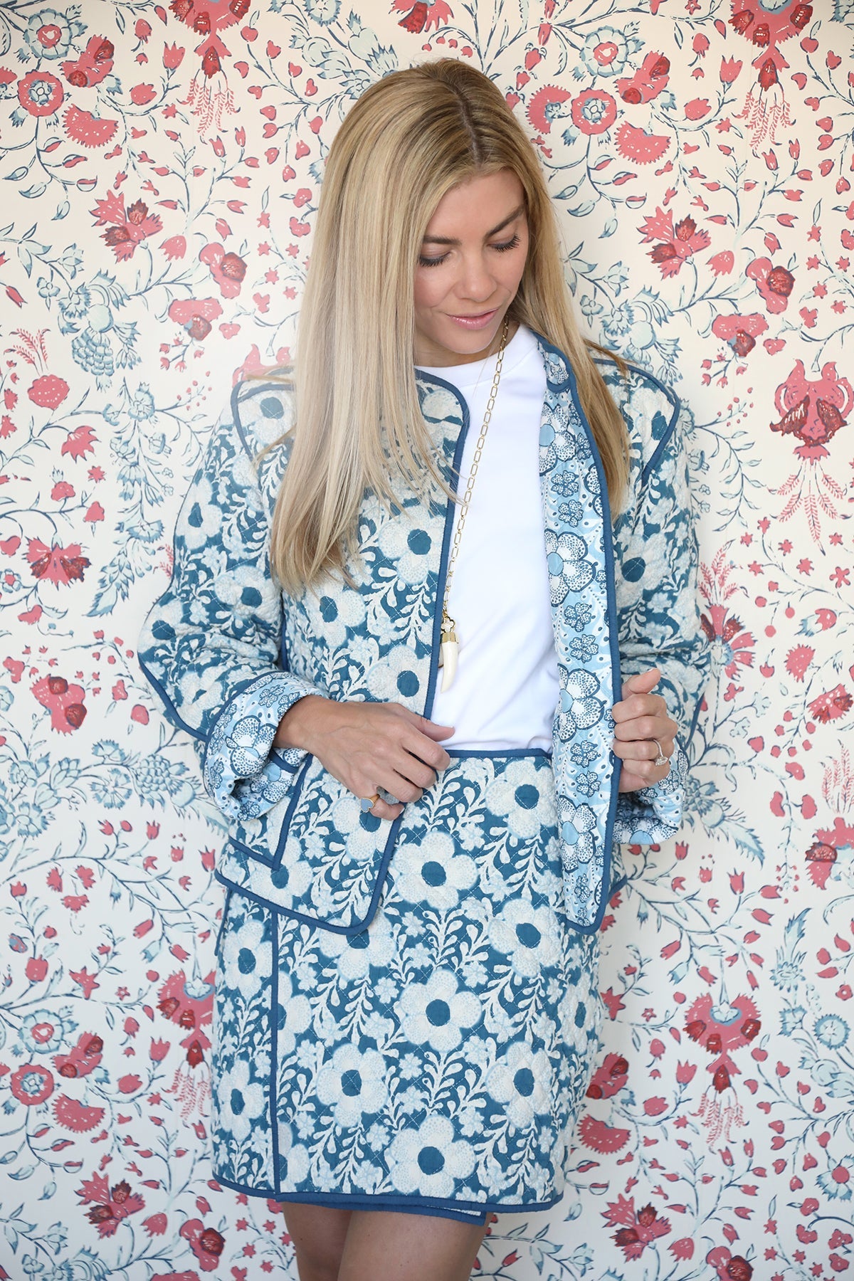 Ines Quilted Jacket in Blue