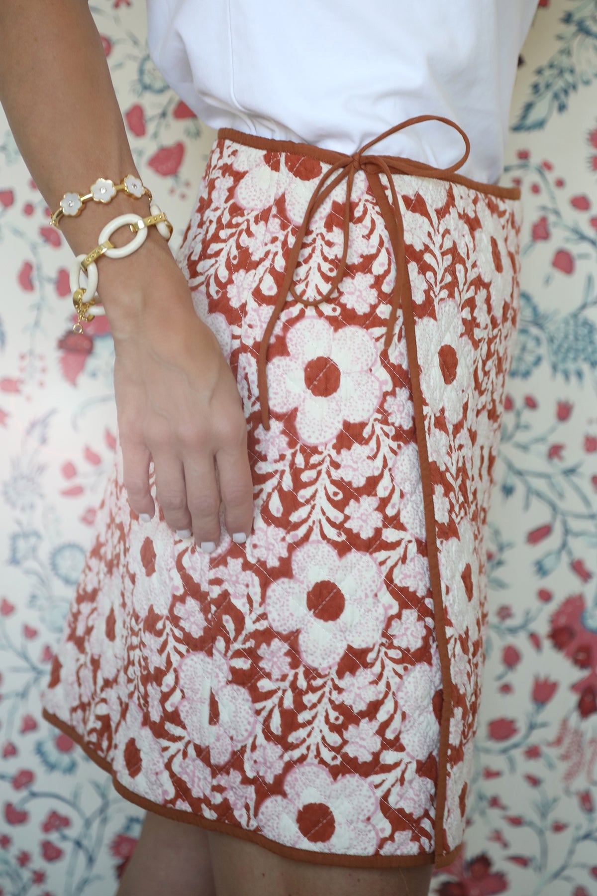 Ines Quilted Skirt in Burnt Orange