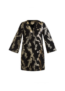 Ines Mini Dress in Black & Gold Metallic