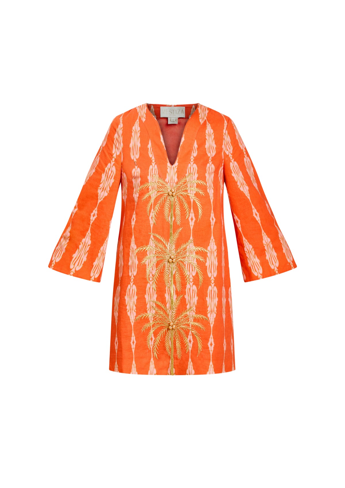 Ines Caftan Mini Dress in Hibiscus Mosaic