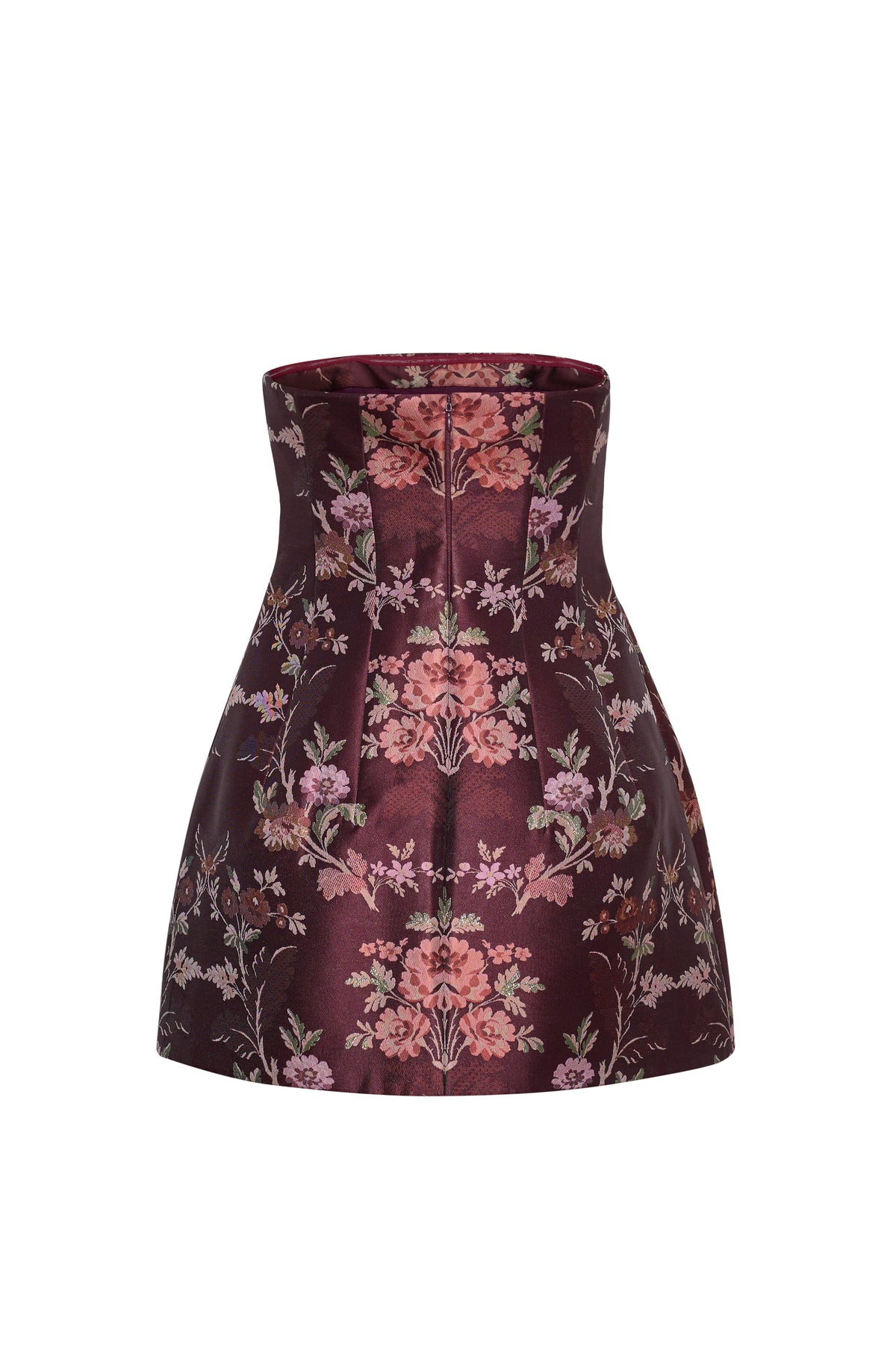 Ines Dress in Trellis Jacquard Maroon