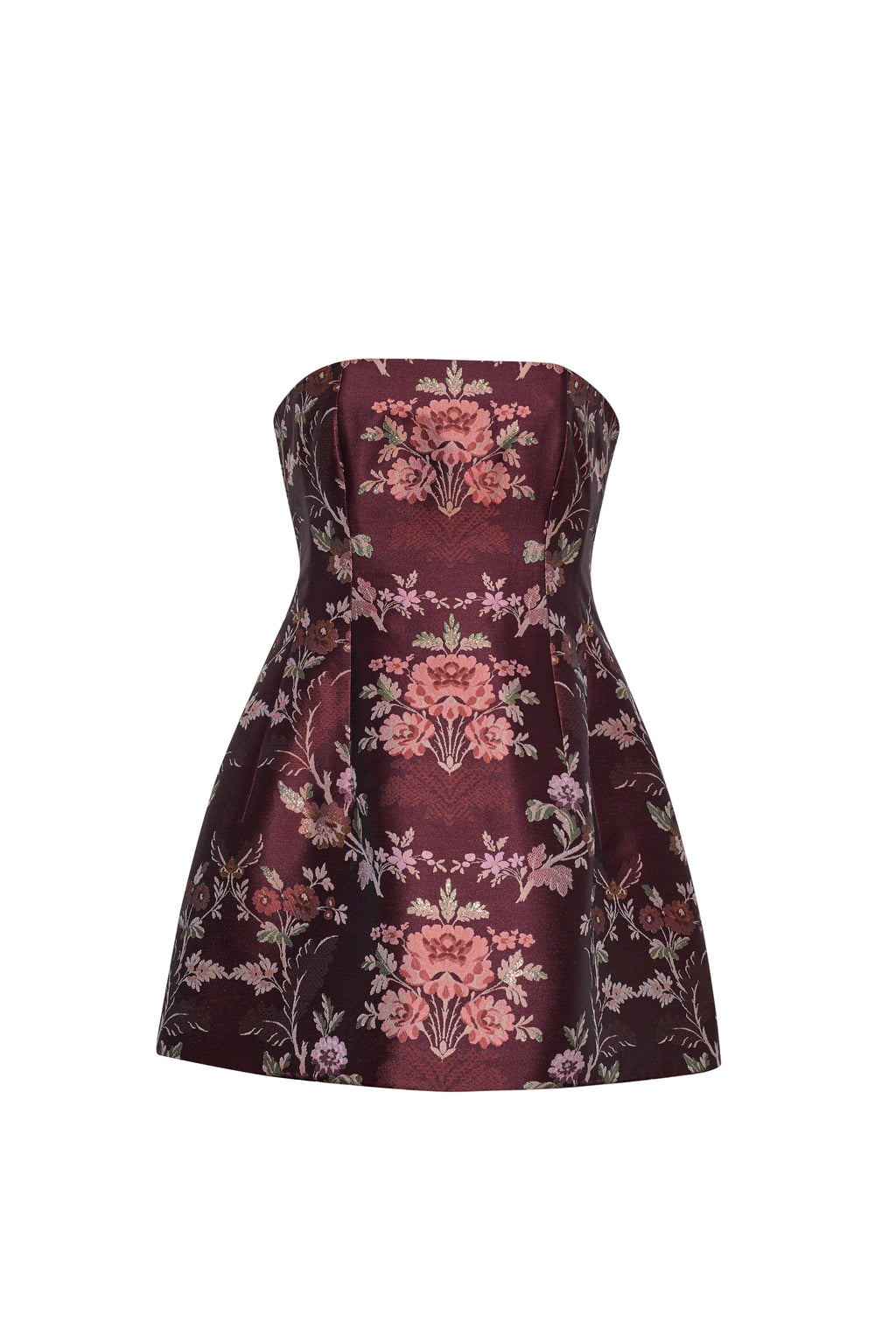 Ines Dress in Trellis Jacquard Maroon