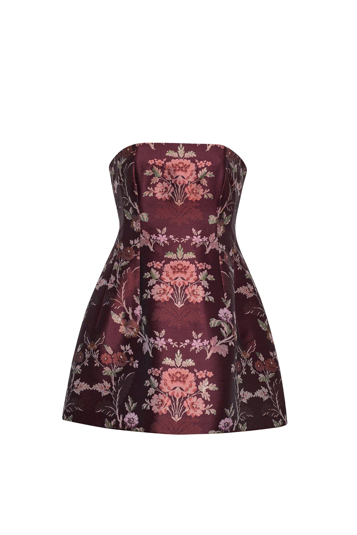 Ines Dress in Trellis Jacquard Maroon