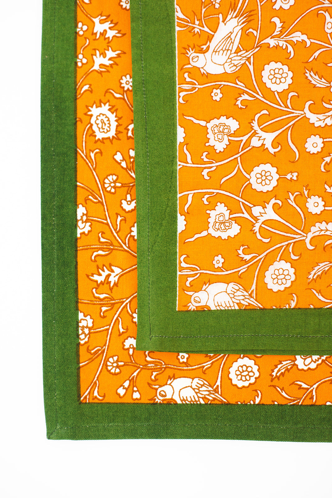 Birds of a Feather Orange Blockprint Placemat