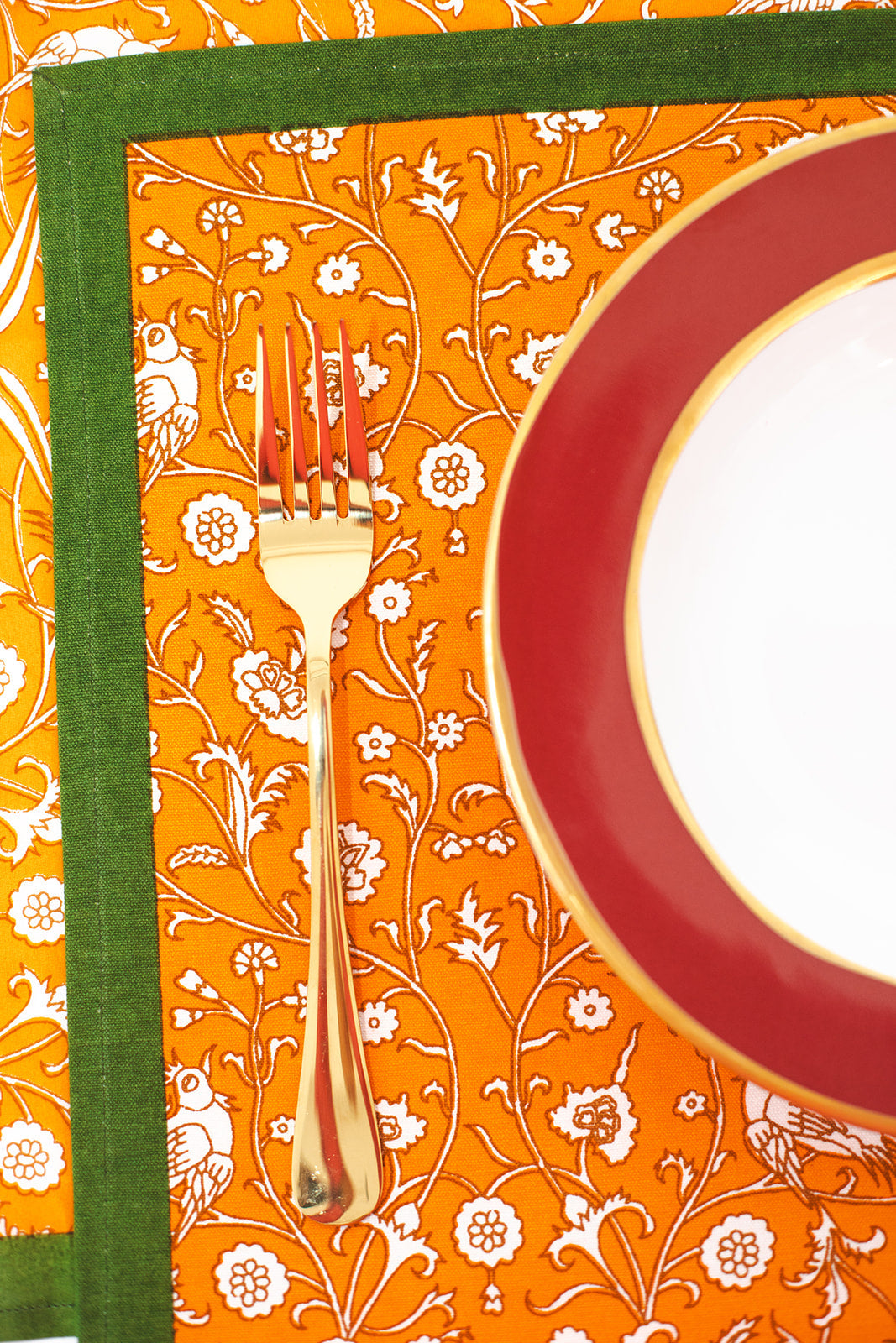 Birds of a Feather Orange Blockprint Placemat