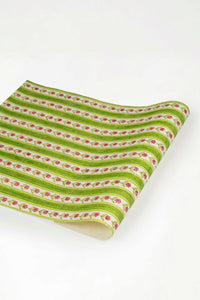 Green blockprint cottage garden gift wrapping paper sheets pack of 5 by Inner Child