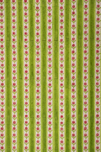 Detailed green blockprint cottage garden gift wrap pattern by Inner Child