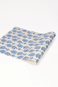 Blue blockprint floral vines gift wrapping paper sheets pack of 5 by Inner Child