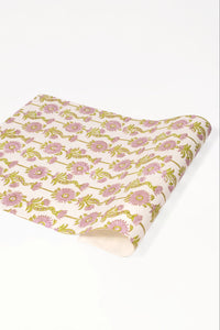 Lilac purple blockprint floral vines gift wrapping paper pack of 5 from Inner Child