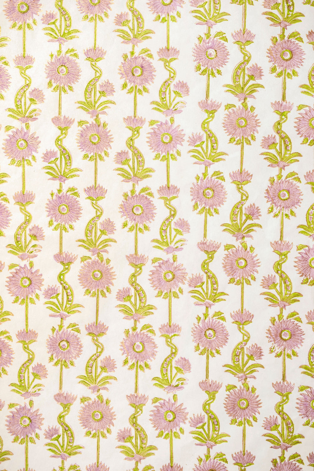 Lilac purple blockprint floral vines gift wrapping paper pack of 5 from Inner Child