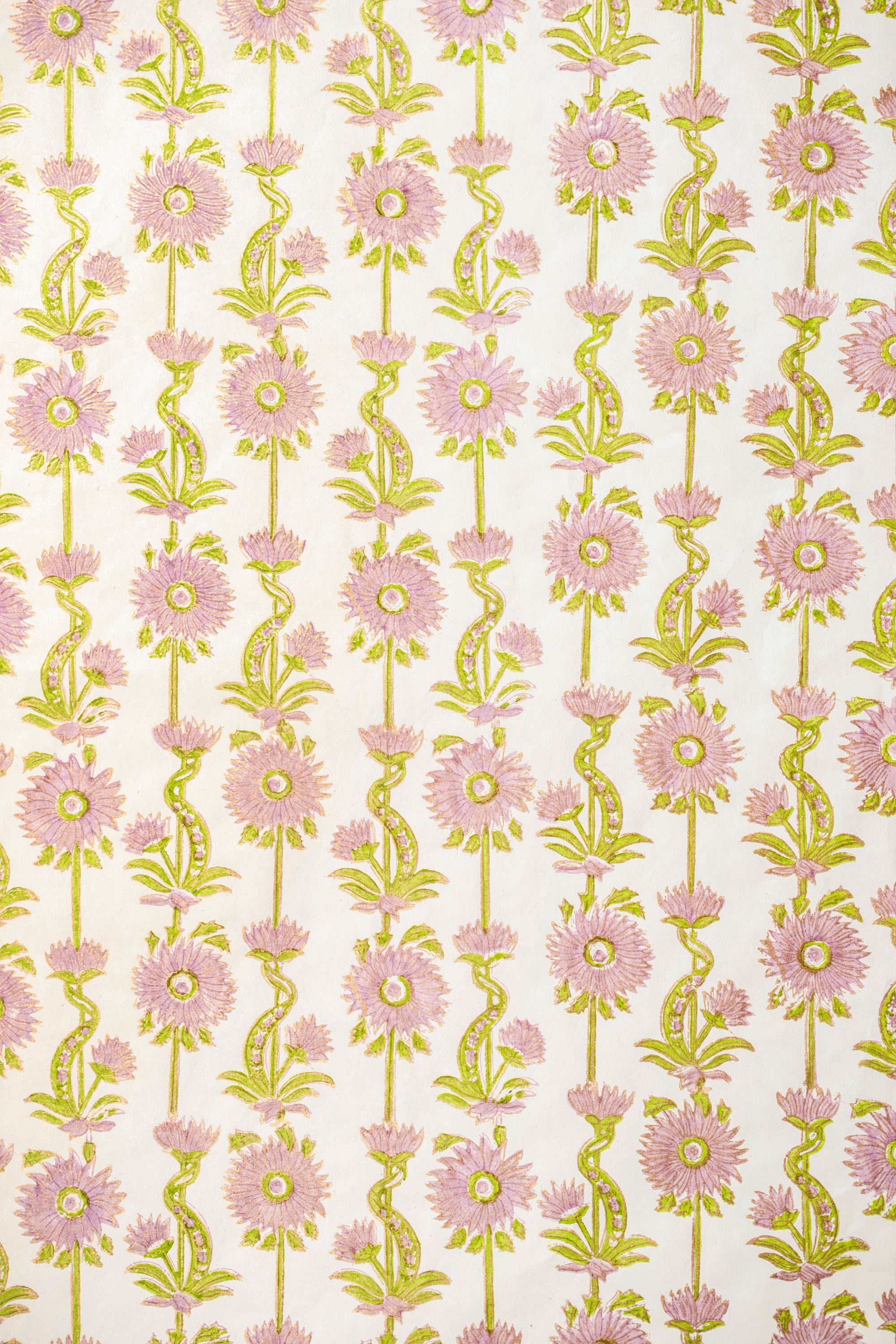 Lilac purple blockprint floral vines gift wrapping paper pack of 5 from Inner Child