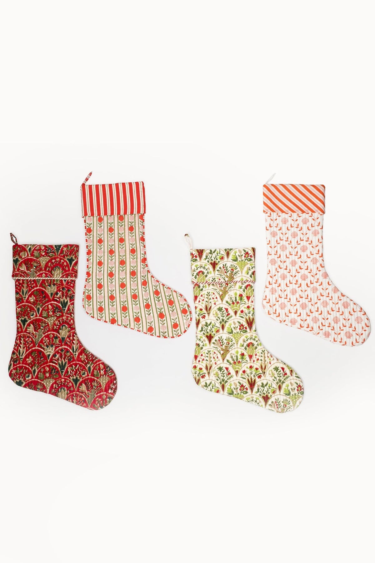 Inner Child blockprint holiday vintage floral stripe stocking