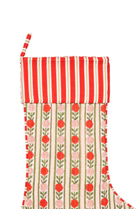 Inner Child blockprint holiday vintage floral stripe stocking