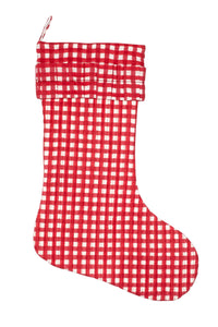 Red gingham blockprint Christmas stocking from Inner Child