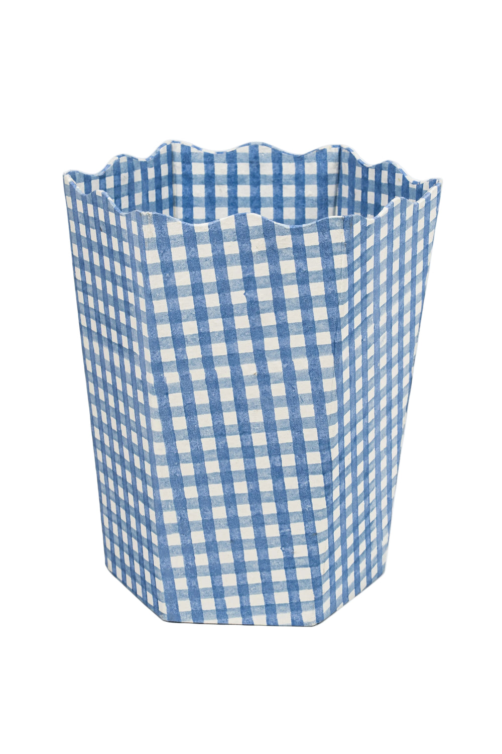 Blue gingham blockprint waste bin storage bin