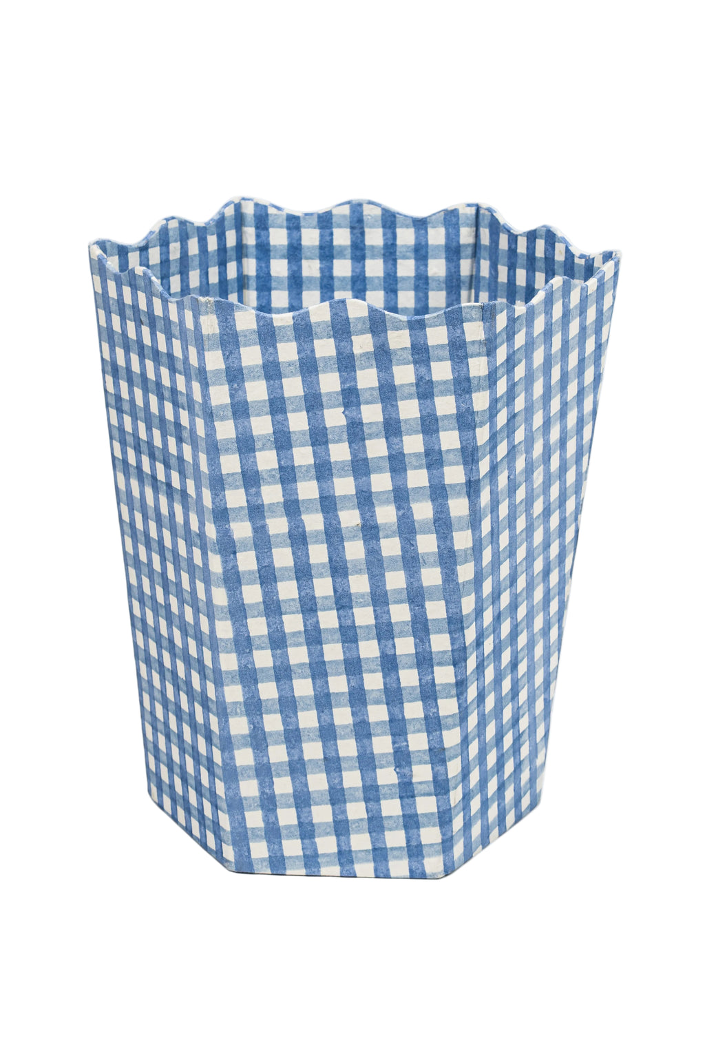 Blue gingham blockprint waste bin storage bin
