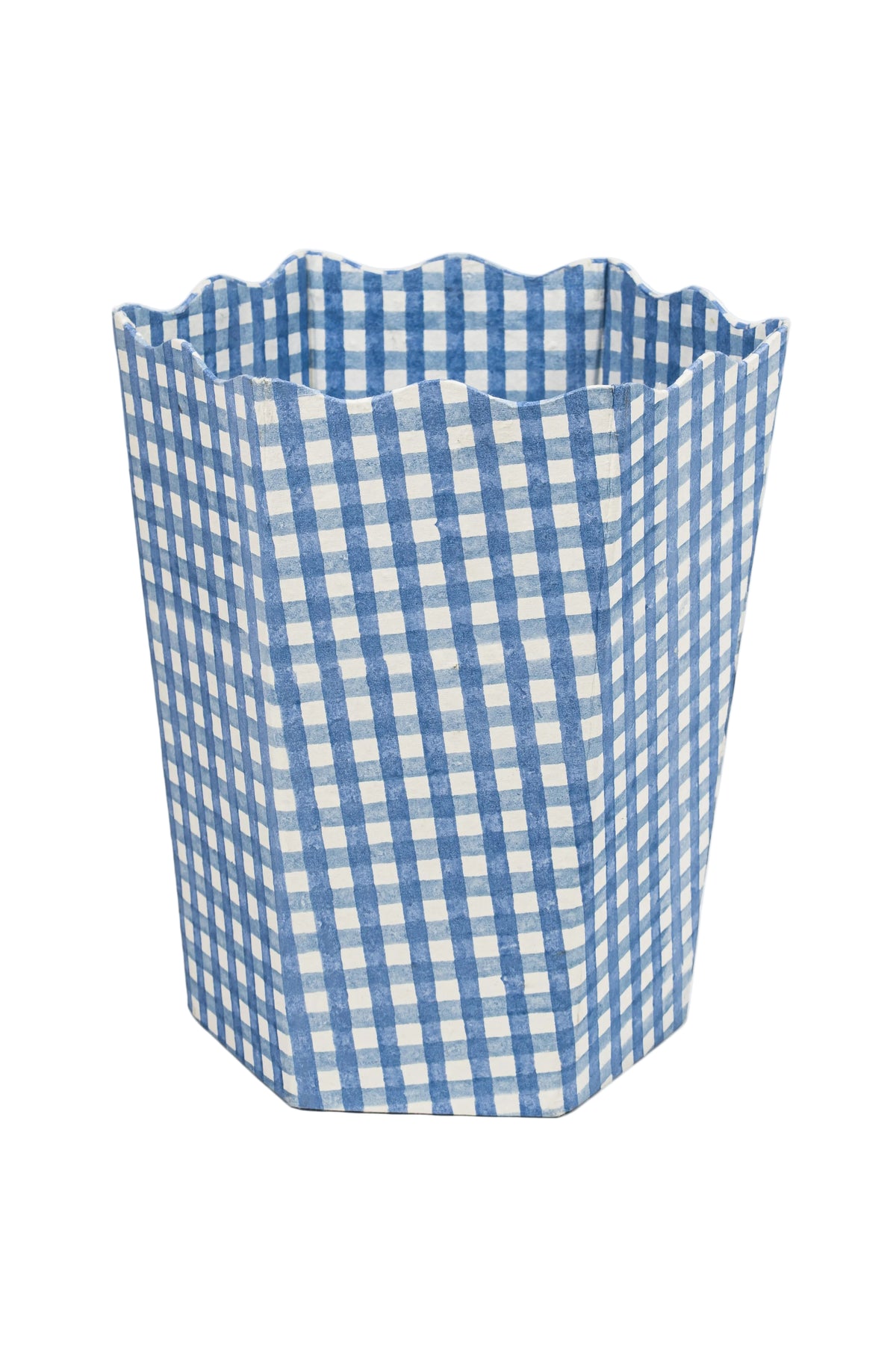 Blue gingham blockprint waste bin storage bin