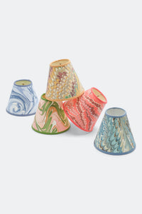 Hand-marbled clip-on chandelier shades - peony bloom pattern, colorful collection from Inner Child
